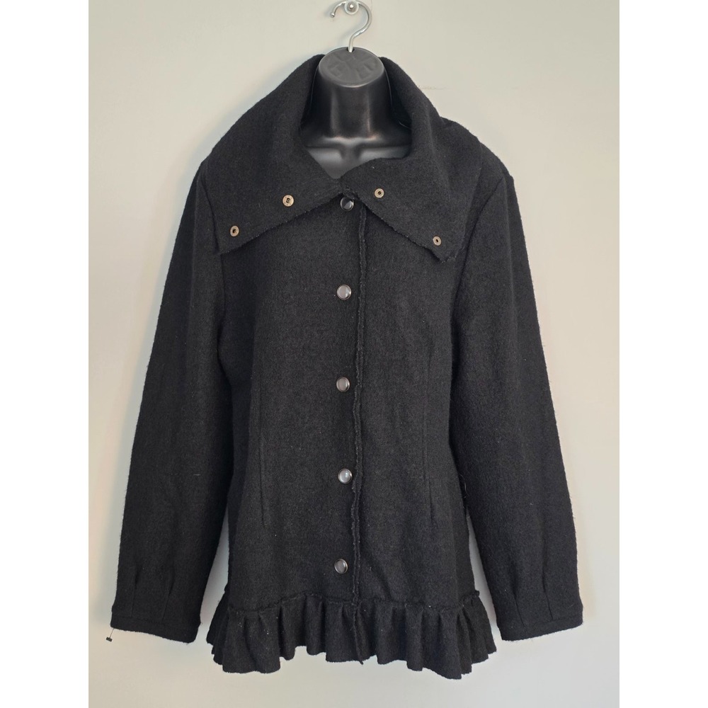 JOSEPH A. Women's Jacket Size XL Black 100% Wool Ruffle‎ Textured Blazer